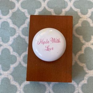 Made With Love Mounted Rubber Stamp Porcelain Knob Handle